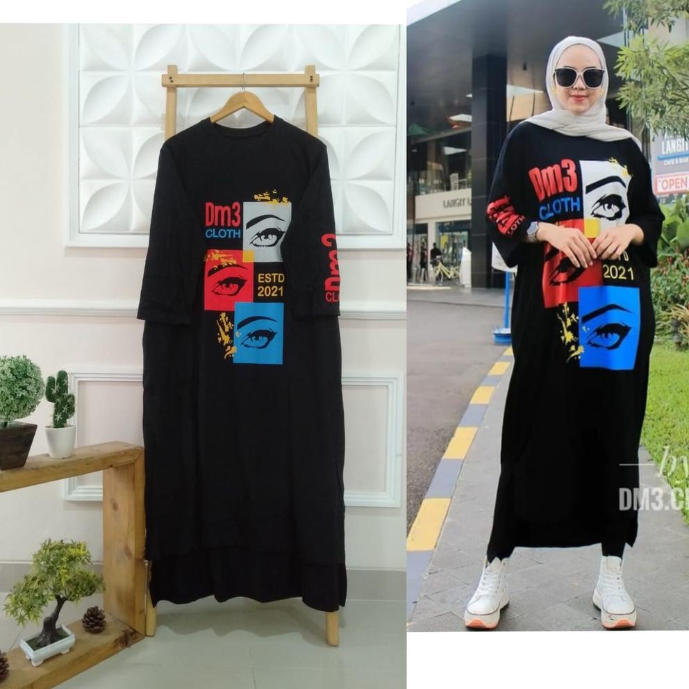 [KLT. 478193] NEW ARRIVAL Long Tunik Full Sablon/Tunik Non Rib/Tunik Kaos Combad/Dress Muslimah/Fash