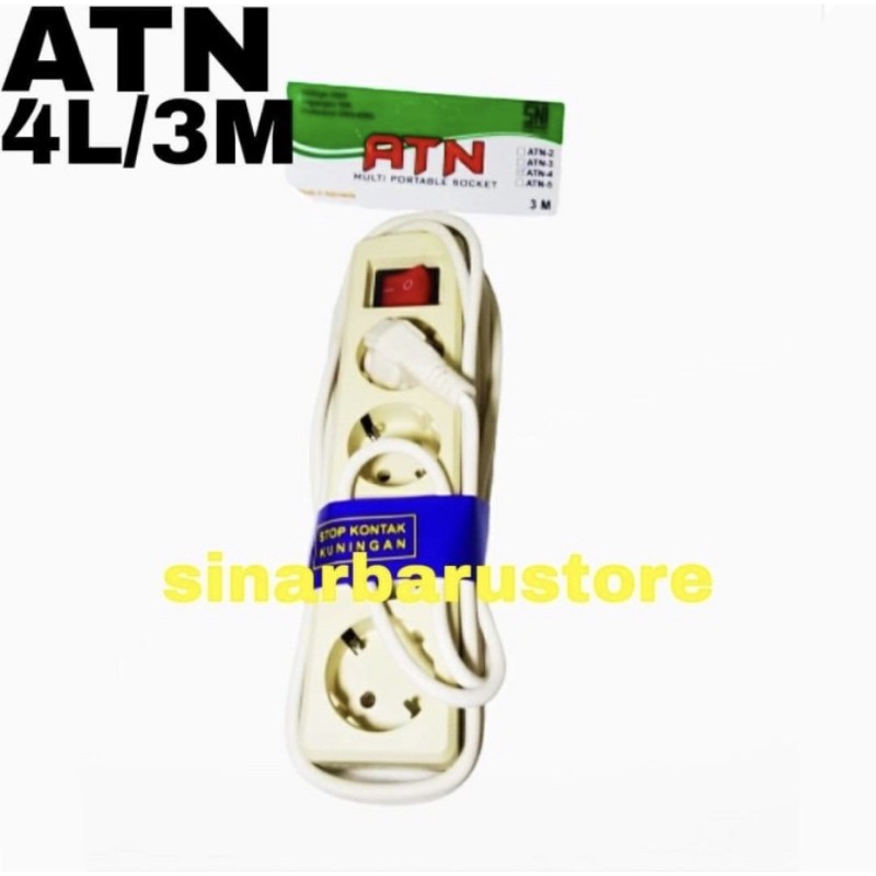 Stop Kontak 4 Lubang + Saklar Lampu + Kabel 3 Meter "ATN"