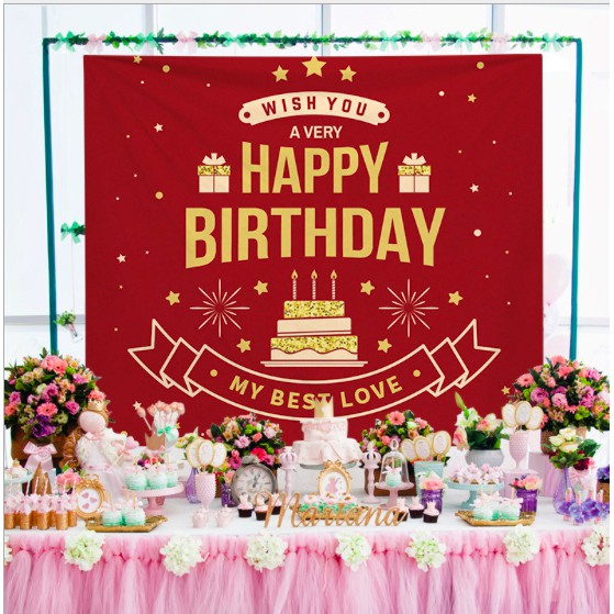 LATAR BACKGROUND DEKORASI ULANG TAHUN HAPPY BIRTHDAY PAJANGAN DINDING ULANG TAHUN 150x130