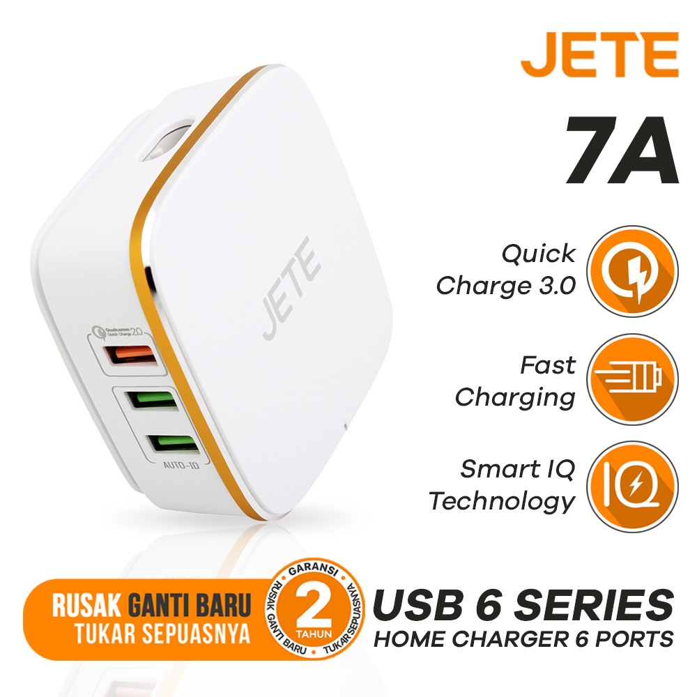 Kepala Charger | Adaptor Charger  Hp Fast Charger 6 Port USB JETE 7A Ryzki - Garansi 2 Tahun