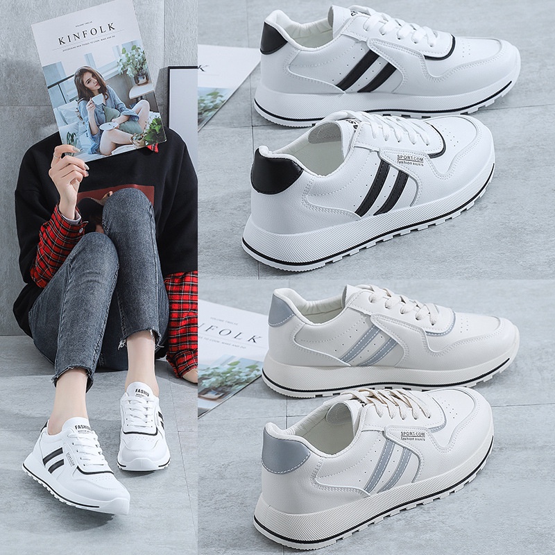 COD POS D500 Sepatu Sneakers Wanita Import Casual Sport Sepatu Kanvas Putih