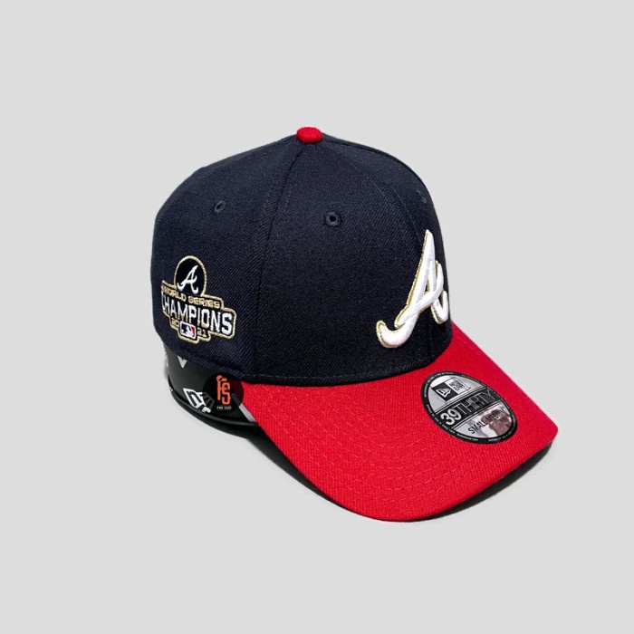 Produk Terbaru Topi New Era Original 3930 Ws Champion 21 Atlanta Braves Navy Red