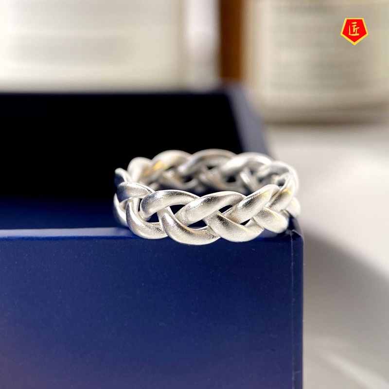 [Ready Stock]Light Luxury Woven Twisted Ring Simple Retro