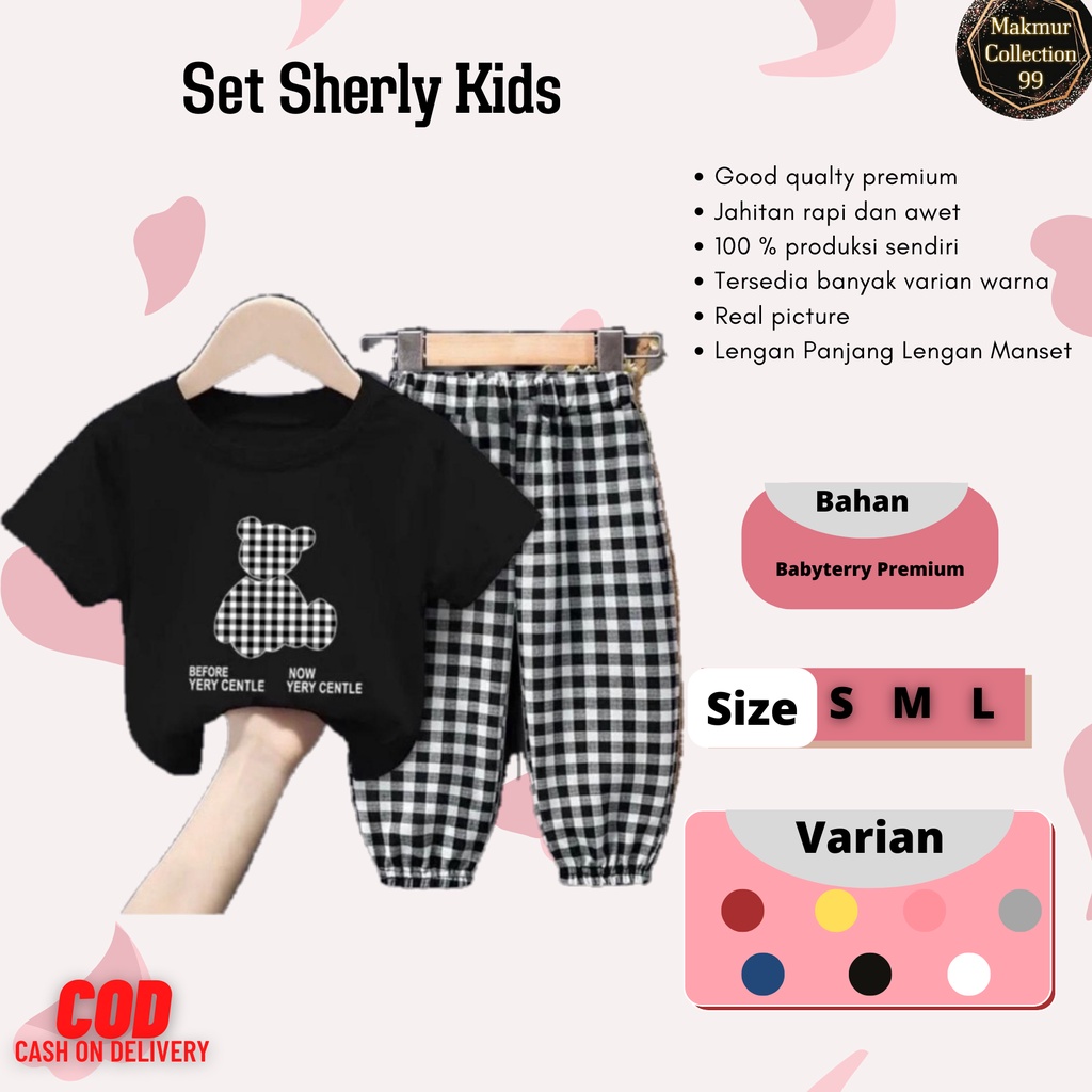 Stelan Anak Perempuan 3-8 Tahun Lengan Pendek Matt Babyterry Set Sherly Kids