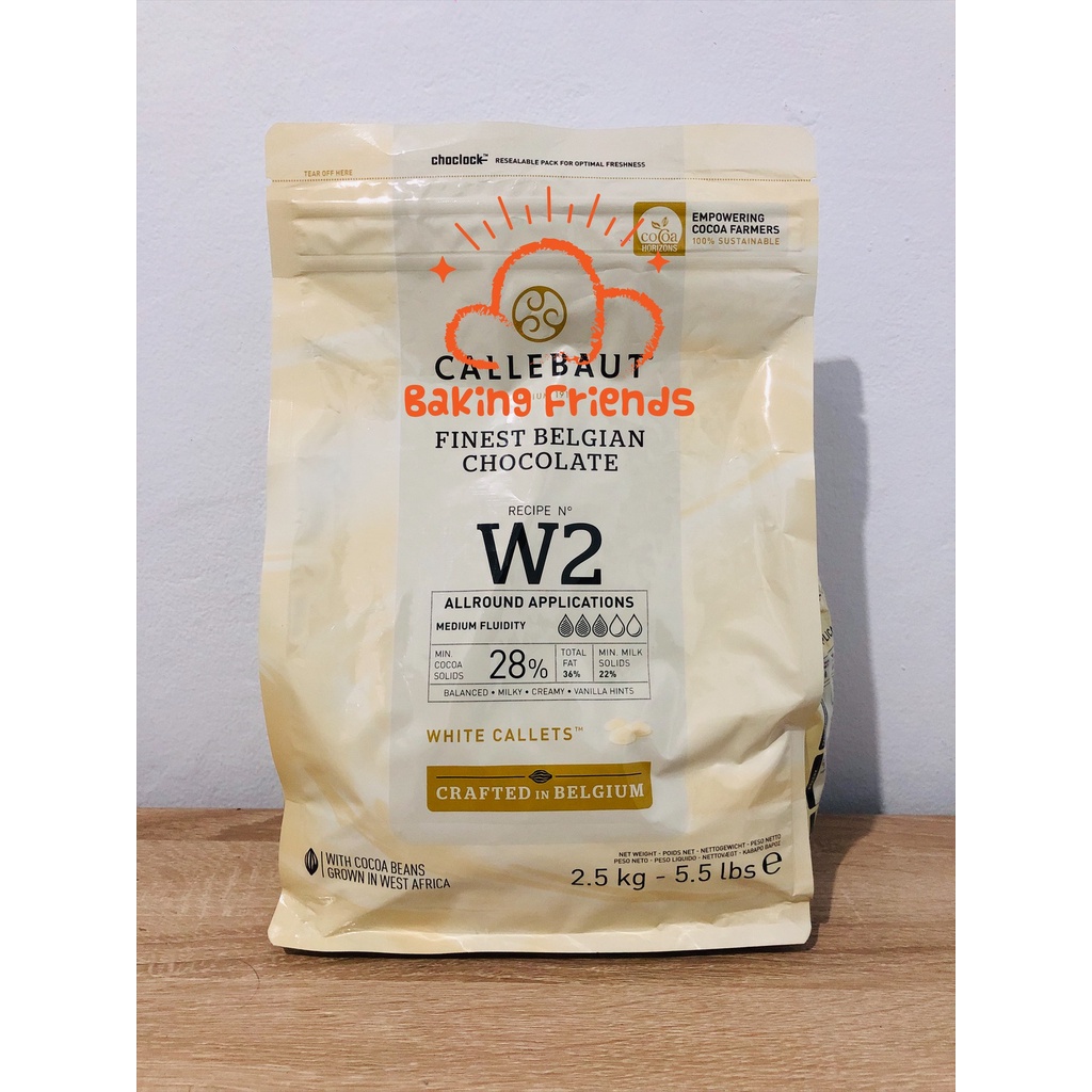 Callebaut W2 White Chocolate Couverture 250GR/Coklat Putih Callets 28%/WHITE CALLETS 250 GRAM