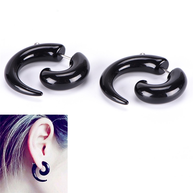 &lt; E2id &amp; &gt; Anting Tusuk Gaya Gothic Punk Bentuk Siput Hitam Bahan Akrilik Untuk Unisex / Pria / Wanita