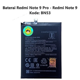 Baterai Original Xiaomi Redmi Note 9 BN53 Redmi Note 9 Pro Batre BN53
