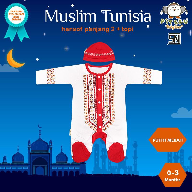 PITEKU Baju Bayi Newborn 0-3 Bulan - Sleepsuit Muslim Koko