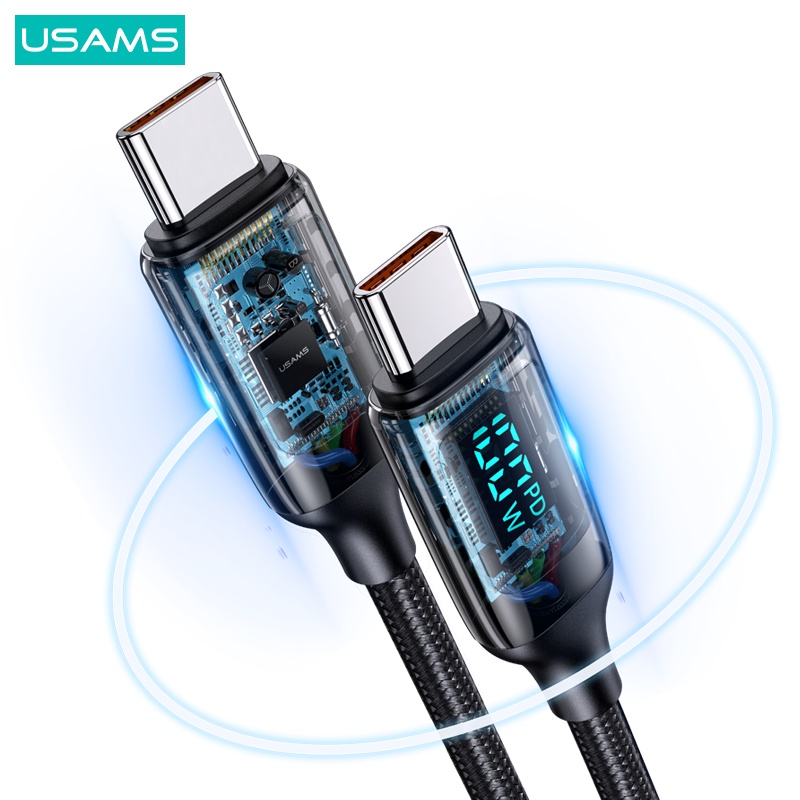 USAMS U78 Kabel Data Fast Charging Type C to Type C Digital Display 100W