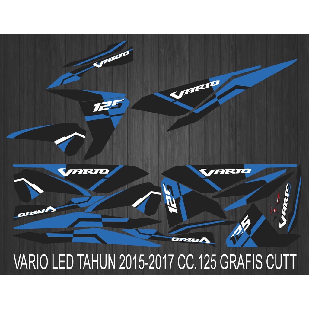 STIKER STRIPING VARIASI HONDA VARIO LED 2015-2017 CC125 WARNA HITAM BIRU CUTT GRAFIS
