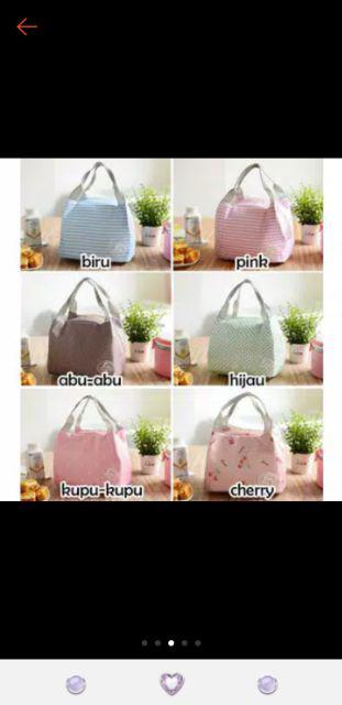 Iconic Insulated Lunch Bag Cooler Tas Bekal Makan Garis Dot Kupu -gn87