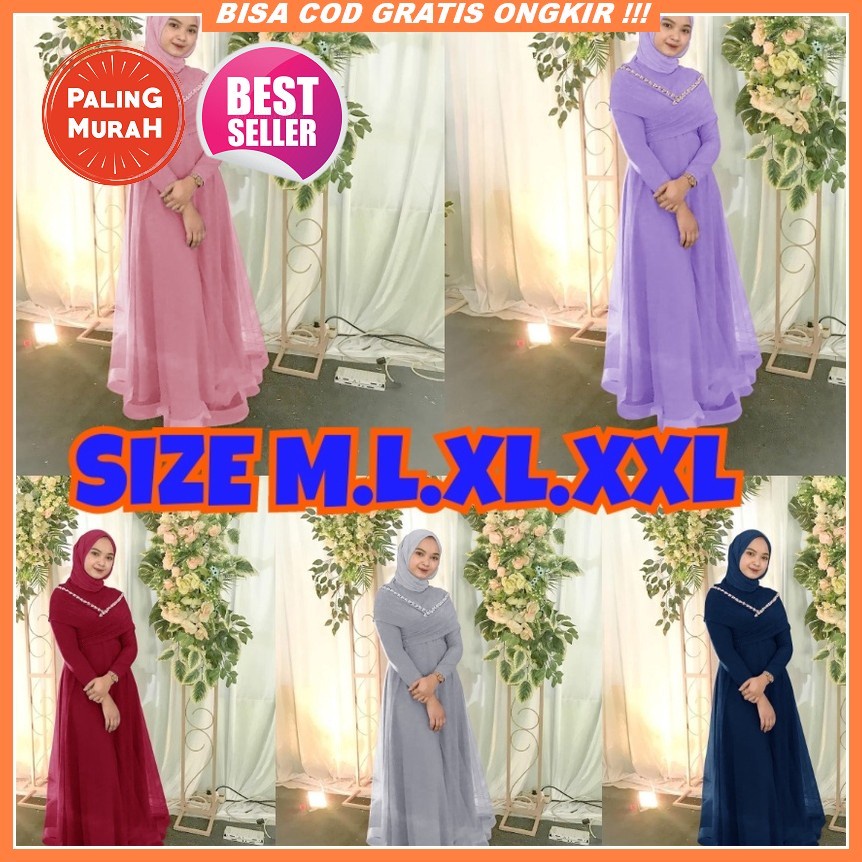 Cod Aldine Baju Gamis Brukat Tile Remaja Dewasa Seragam Pesta Wanita Muslim Selma Dress Gamis Brokat