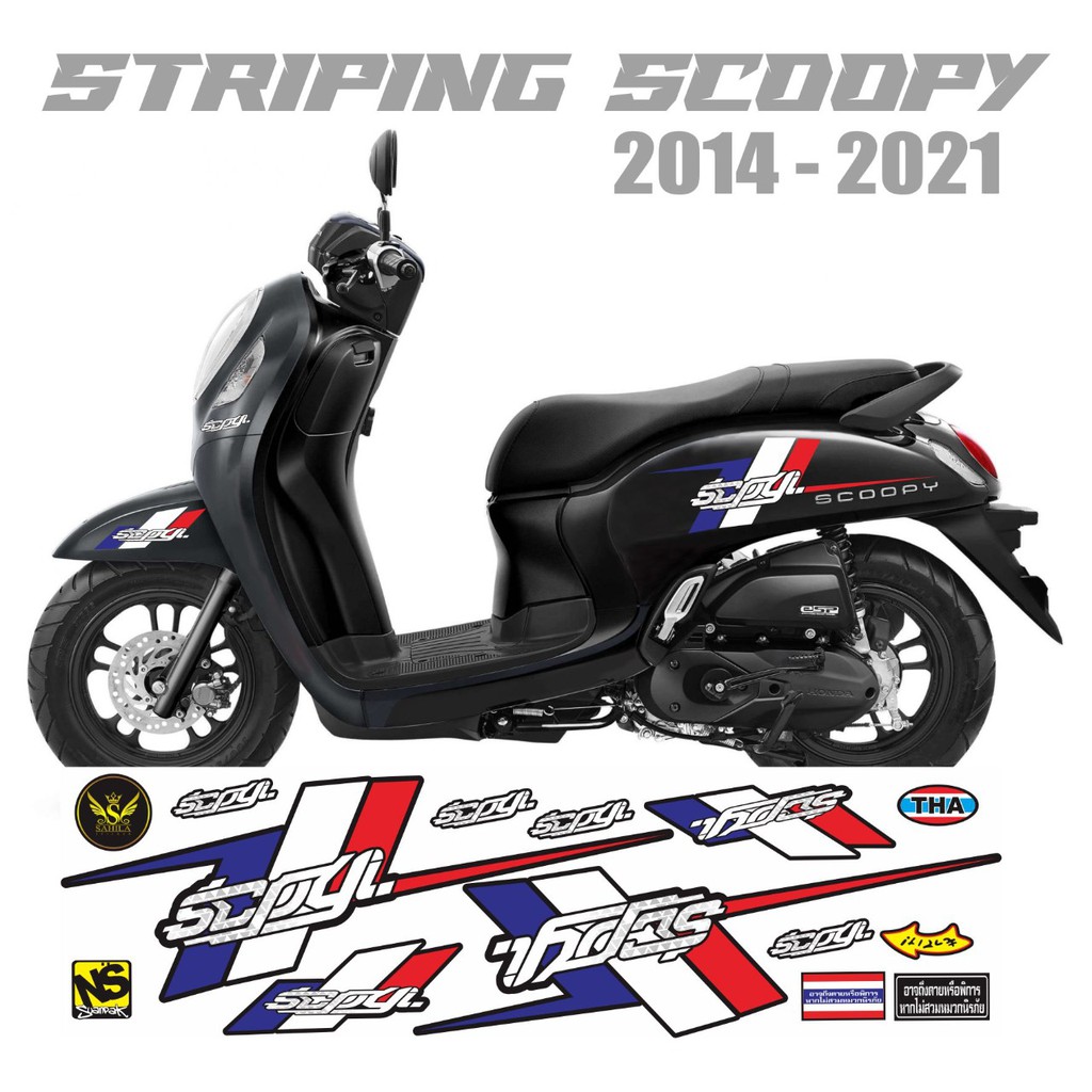 STICKER MOTOR STRIPING HONDA SCOOPY 2012-2021 VARIASI LIS BIRU PUTIH MERAH 06