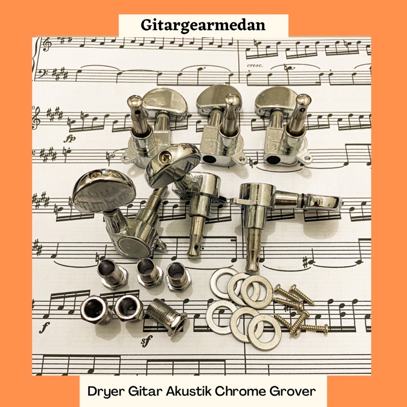 TUNING PEG DRYER GROVER GITAR AKUSTIK ELEKTRIK WARNA CHROME