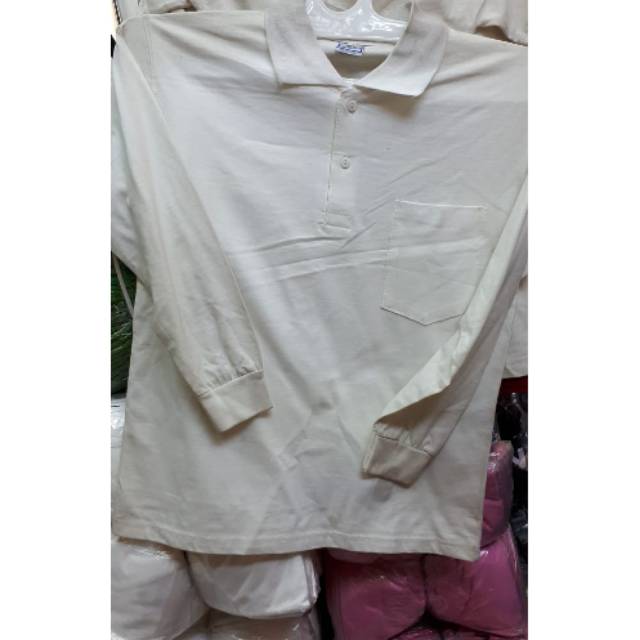 Kaos putih lengan panjang XL dan XXL -leher berkerah