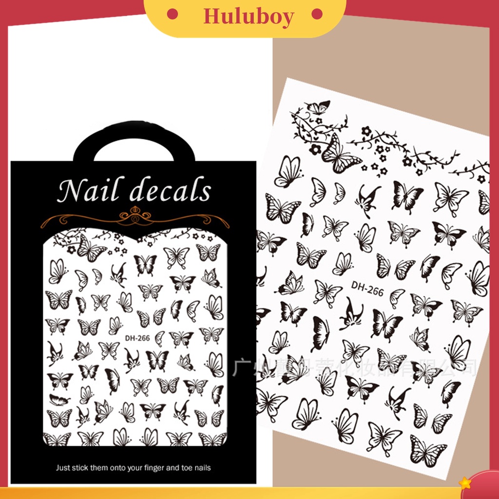 Huluboy Huluboy♡ Stiker Kuku Motif Kupu-Kupu Hollow Untuk Nail Art Wanita
