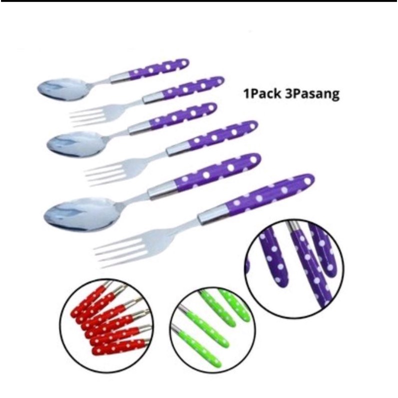 SENDOK GARPU POLKADOT isi 6pcs