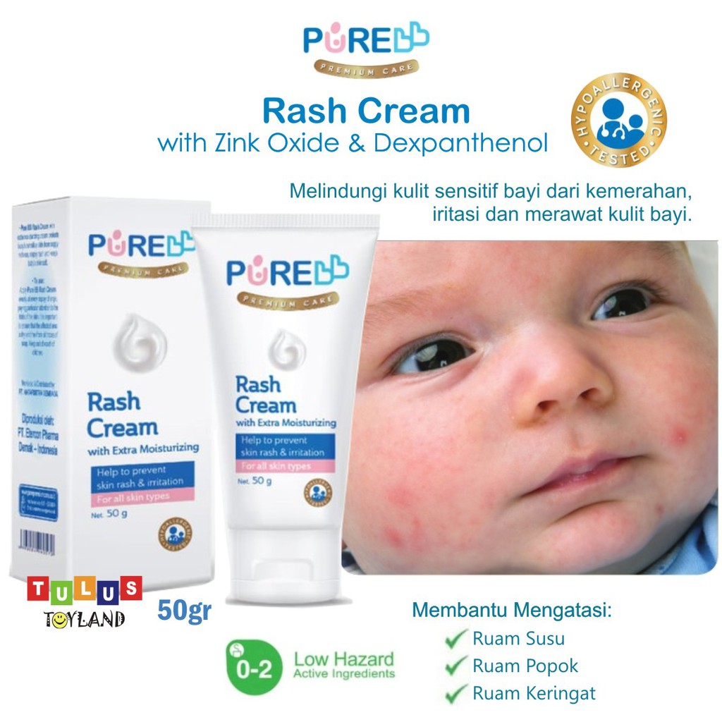 PURE bb RASH CREAM PureBB Baby Krim mengobati kulit kemerahan iritasi ruam bayi