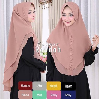 JILBAB INSTAN RAUDAH / JILBAB KHIMAR 2 LAYER / JILBAB PANJANG SYARI CERUTY / JILBAB SYARI KHIMAR TER