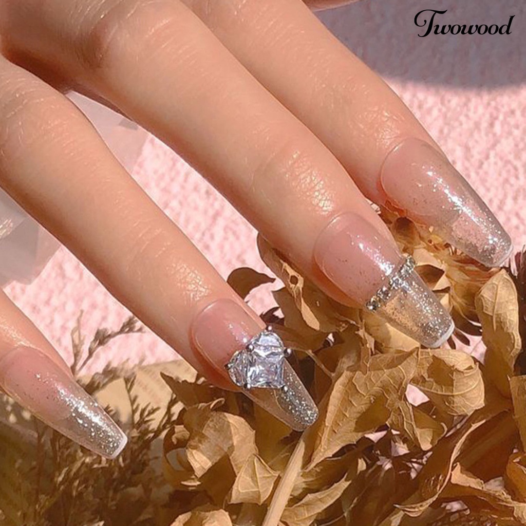 Twowood Ornamen Berlian Imitasi Bentuk Hati 3D Untuk Dekorasi Nail Art