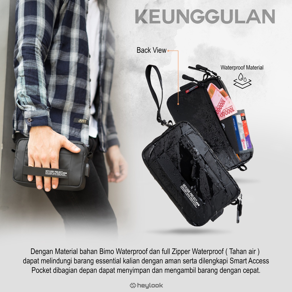 (HEYLOOK Official) - Clutch Bag LEXUS Multyfungsi 3 in 1 Sling Bag Kulit Anti-Air Tas Selempang Waterproof Hand Bag Pria Wanita WaistBag Pouch Bag Waist Bag Cowok Image 6