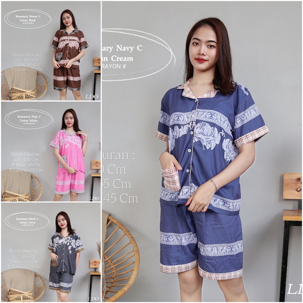 IZANY Piyama Dewasa Hotpant  / HP Kombinasi Rayon