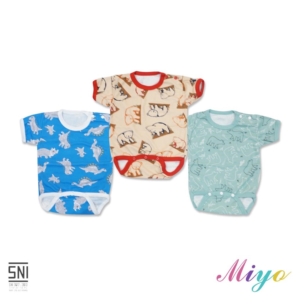 [TOMS] [BUNDLE HEMAT 3pcs] MIYO - Jumper Segitiga Bayi Baju Kodok Pendek Romper Bayi Motif Terbaru PRINT Grosir