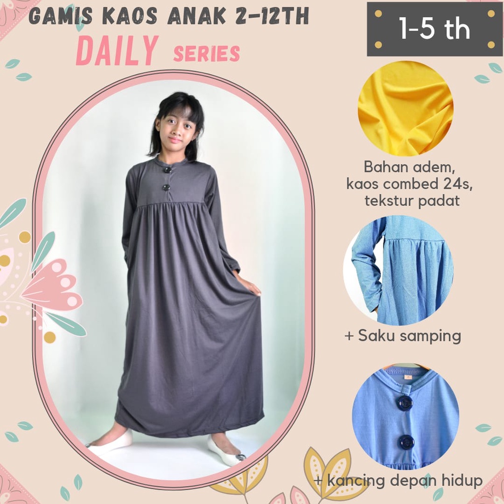 GAMIS KAOS HARIAN POLOS ANAK 1-5TH (DAILY SERIES)