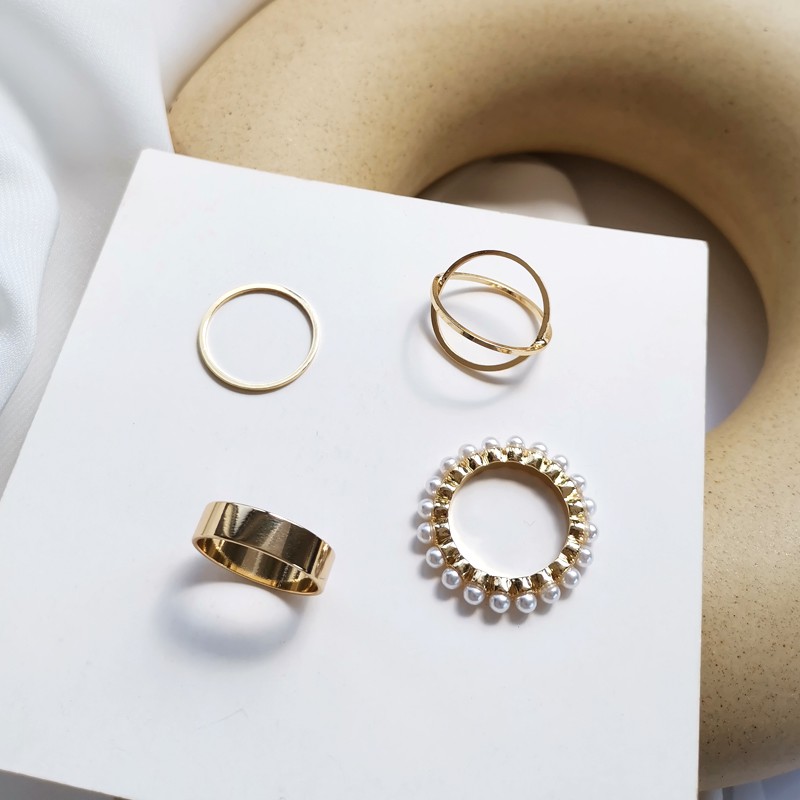 Four-piece Geometric Ring Accessories Temperament  Personality Korean Fashion Simple