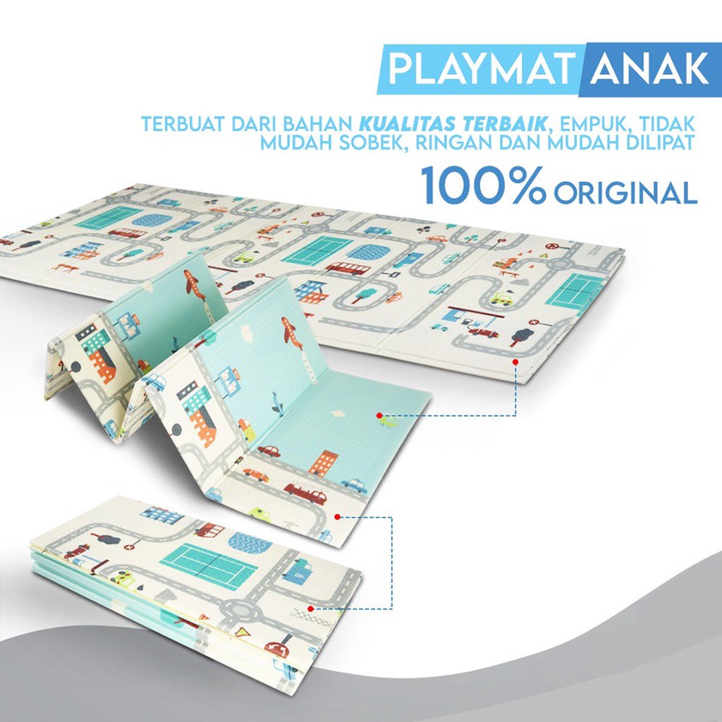 Foldable Carpet Tikar Premium Playmat Bayi XPE KARPET ANAK 200 x 180 x 1cm - TEBAL 6 MM