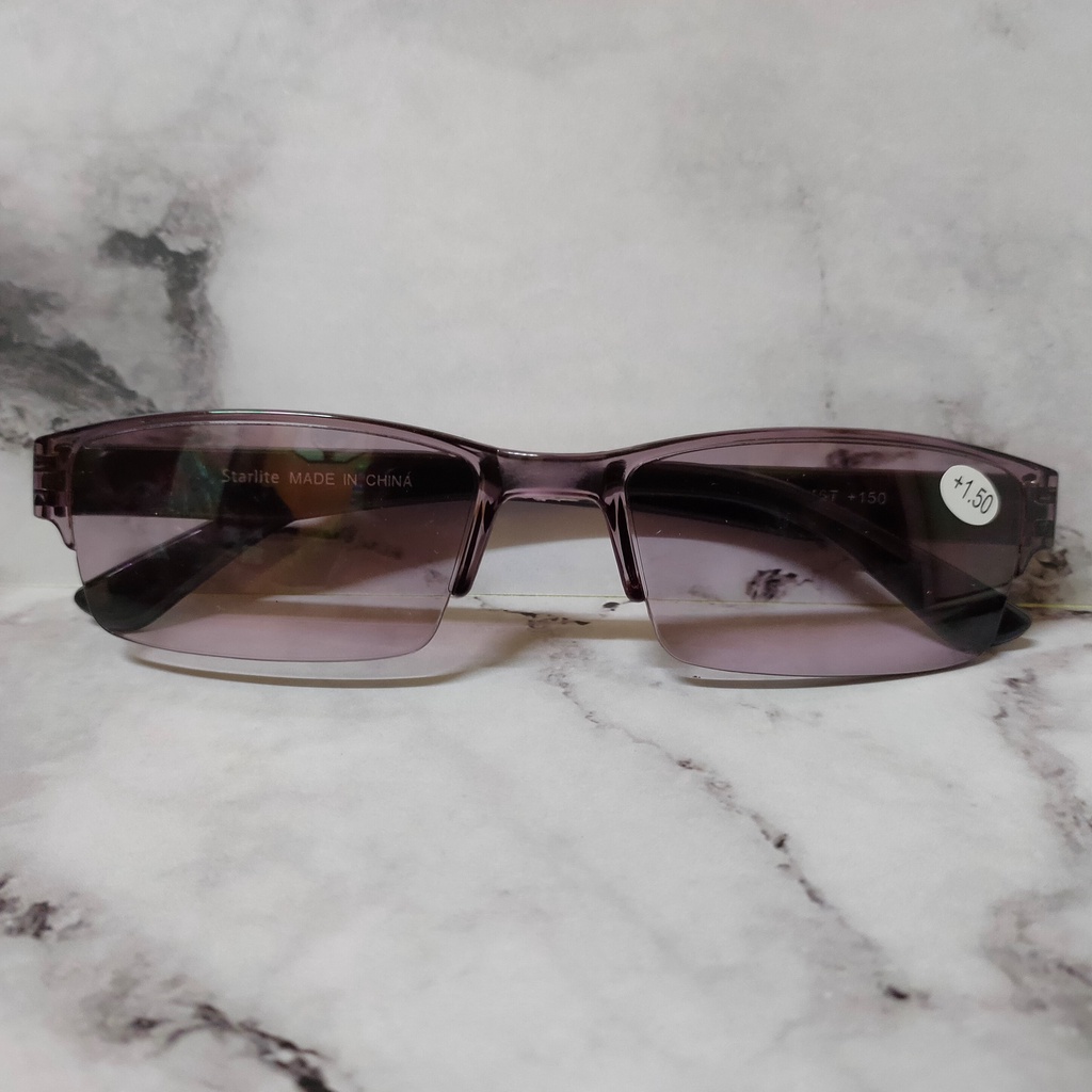 Kacamata Baca Lensa Warna Hitam Plus 150 (+150) Ready Stock Model Kotak Anti UV