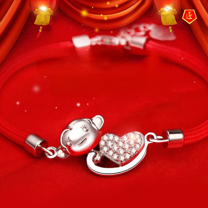 [Ready Stock]Silver Monkey Red Rope Lucky Bracelet