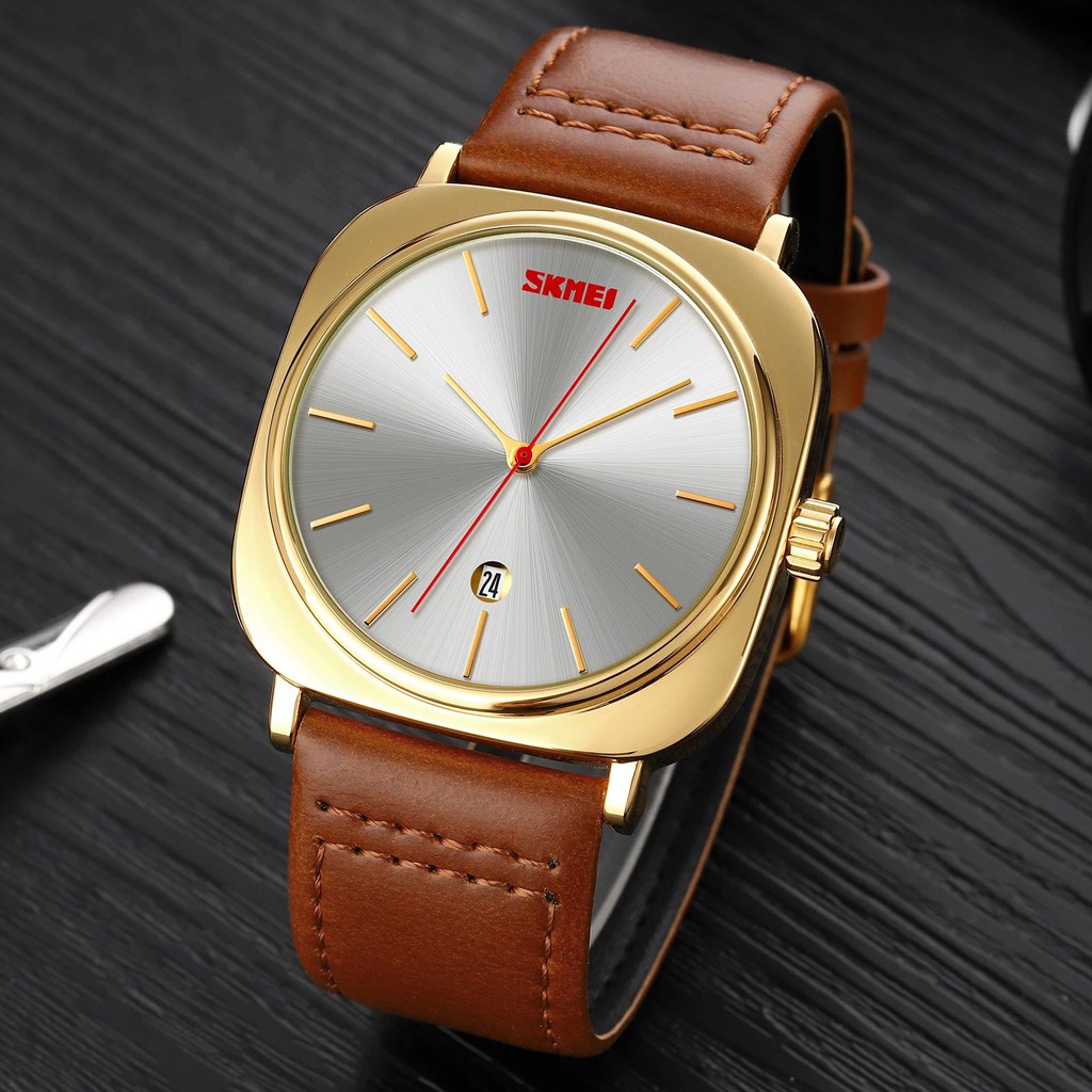 SKMEI 9266 Jam Tangan Pria Analog Chronograph Casual Quartz Tali Kulit WATCHKITE SBY