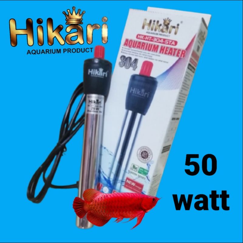 heater aquarium hikari 50 watt stainless heater pemanas air aquarium