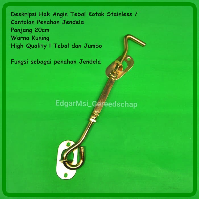 Hak Angin Tebal Kotak Stainless / Cantolan Penahan Jendela