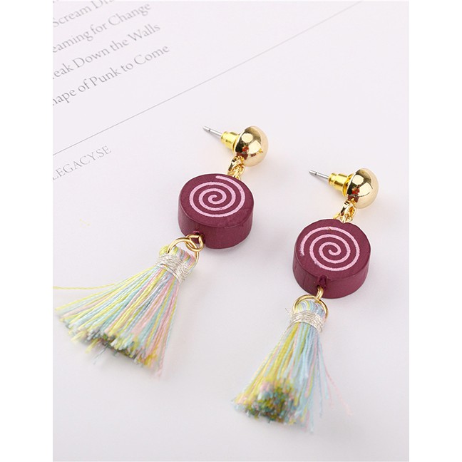 LRC Anting Fashion Color Log Tassel Line Earrings F69581