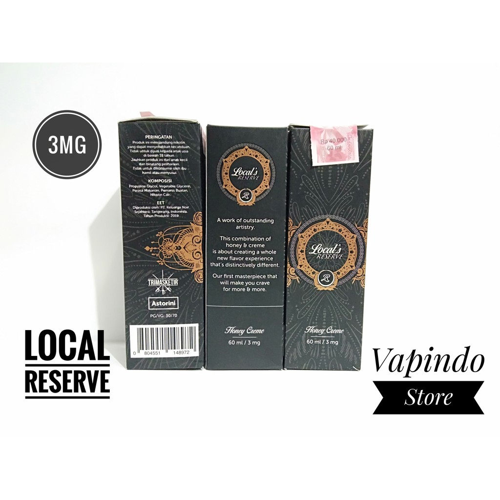 [3MG] LOCALS RESERVE HONEY CREME 60ML ASTORINI TRIMASKETIR E LIQUID