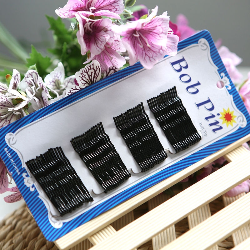 60Pcs Jepit  Rambut  Bobby Pin Warna Hitam untuk Salon  