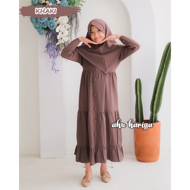 GAMIS ANAK SET ZANILA KIDS ORI AKU KARISSA DRESS SYARI KIDS ITYCREPE MUSLIMAH TERBARU