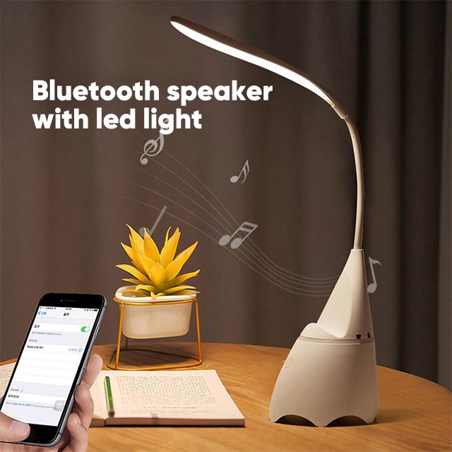 Smartfish 3 in 1 Lampu Meja Desk Lamp Speaker Bluetooth Phone Holder rechargeable LED