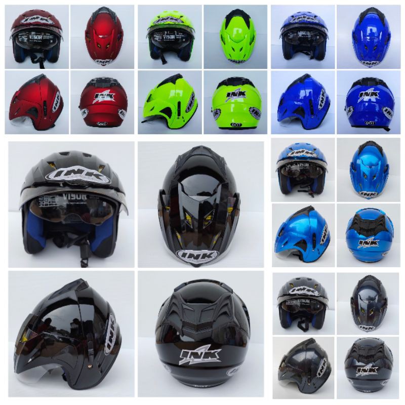 HELM MODEL JP8 DOBELVISOR FREE PACKING BUBBLE DAN DUS grosir ecer