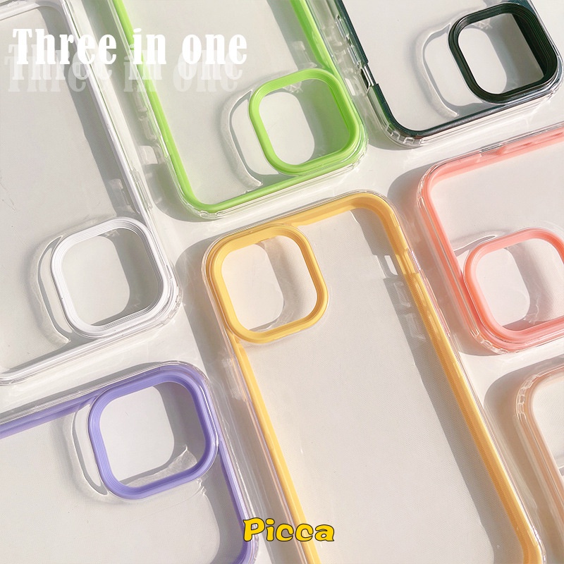 Soft Case Tpu Transparan Shockproof 3 In 1 Cover Realme C21Y C25Y C11 2021 C15 C12 5 5i 5S 6i C20 C3 C25s C25s