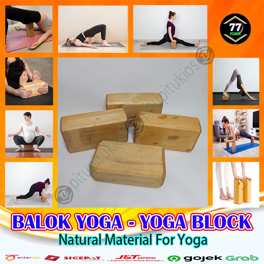 Balok Kayu Wooden Wood Block Blocks Blok Alat Bantu Senam Brick Yoga Ibu Hamil Kayu Murah Size 22x11