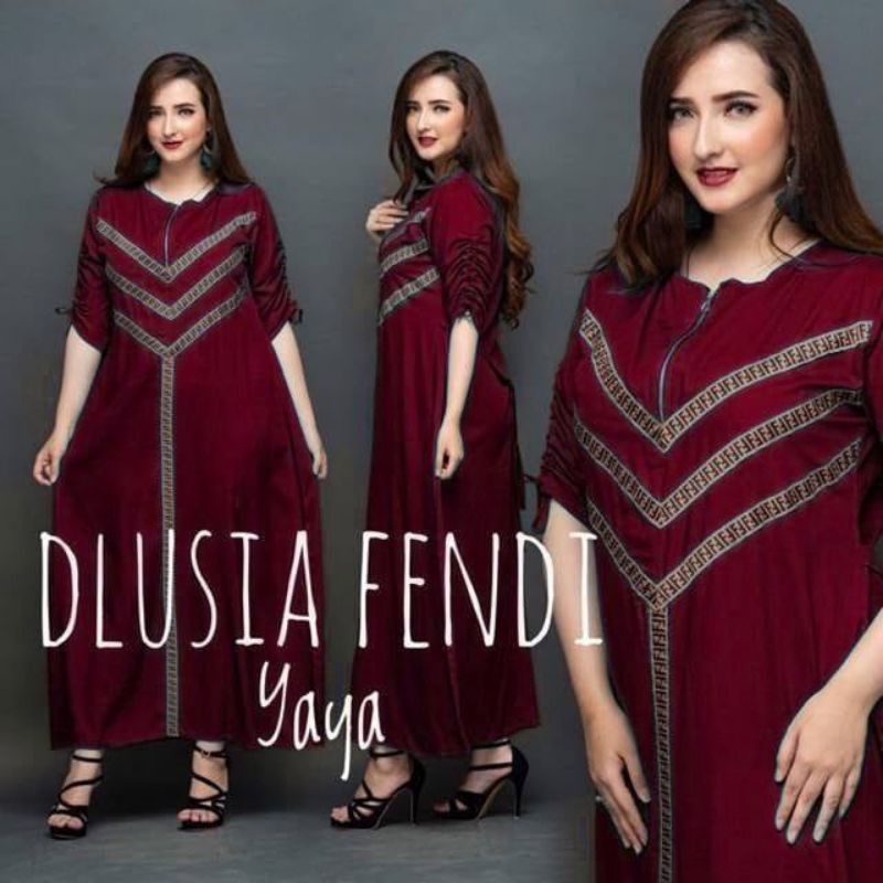 TERJANGKAU DASTER ARAB RENDA MOTIF FENDI YAYA DASTER BRUKAT RESLETING DEPAN