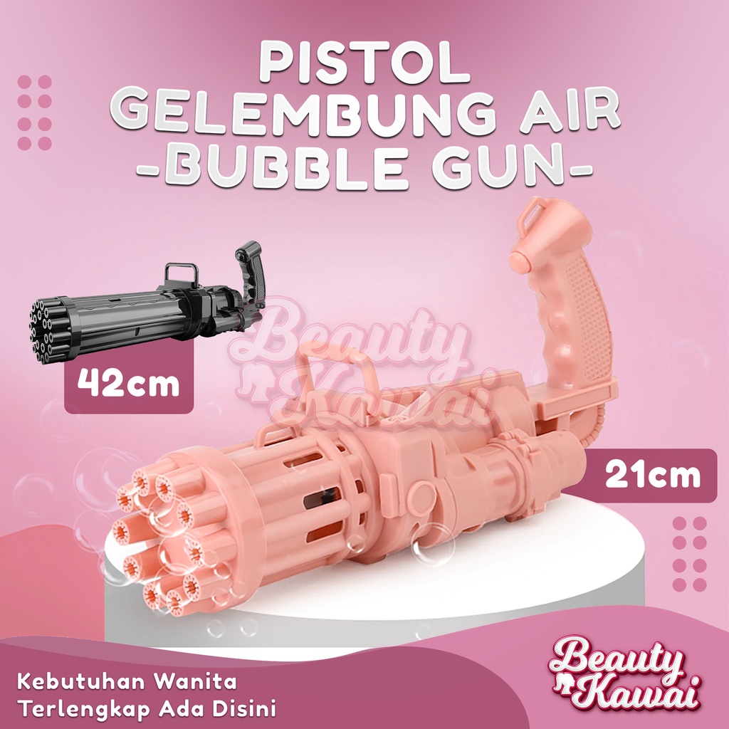 Bubble Gun Gelembung Ringan 21 Lubang Pistol Mainan Elektrik Anak