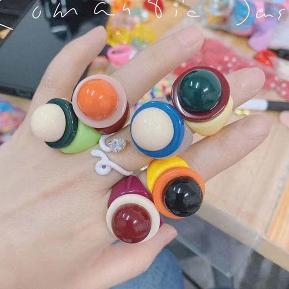 Mxbeauty Cincin Akrilik Lucu Goth Wanita Lucu Warna-Warni Perhiasan Fashion Korea