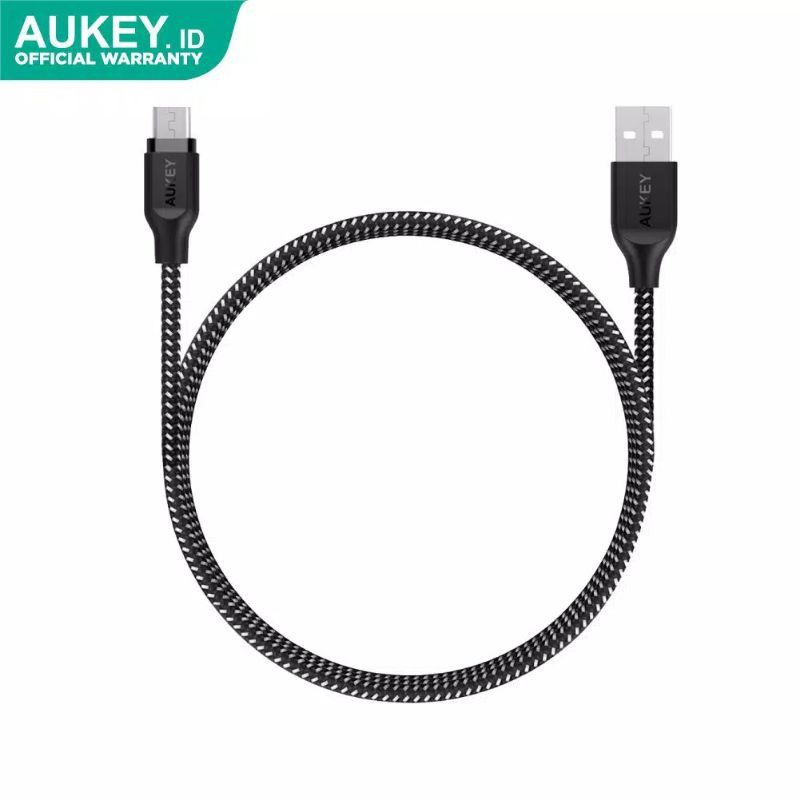 Kabel Charger Micro USB Aukey CB-BAM2 2m Braided Nylon USB 2.0 Original