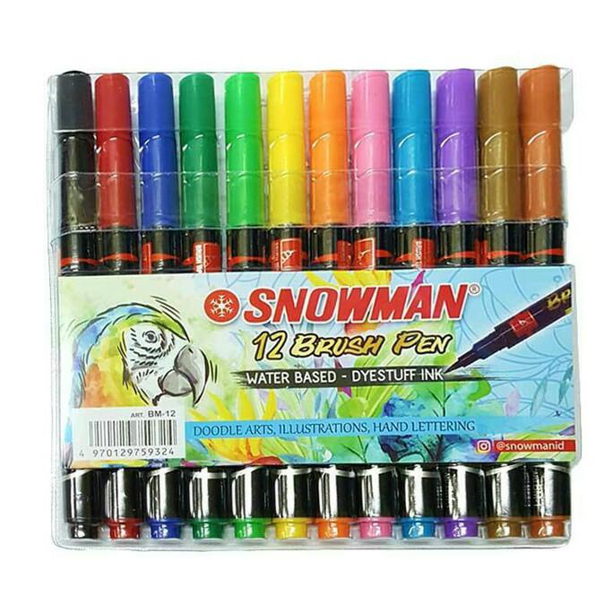 

[[COD]] Snowman brush pen set 12 warna TERPERCAYA Kode 1261