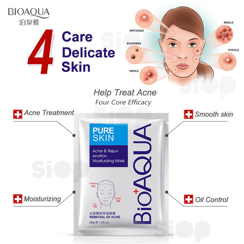 BIOAQUA PURE SKIN ACNE SHEET MASK- MASKER ANTI JERAWAT