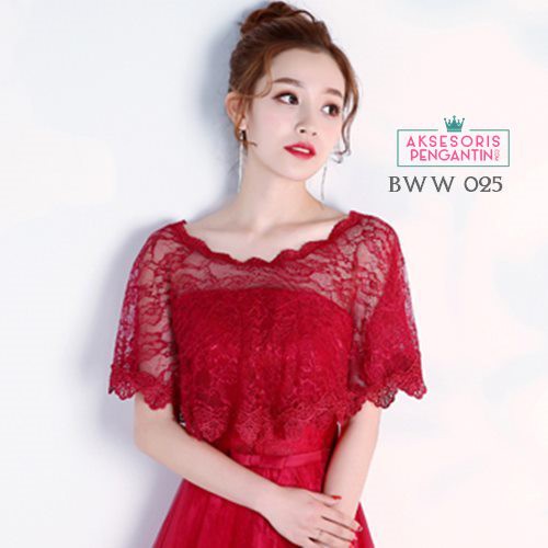 [TOKO TEPERCAYA] AKSESORIS PENGANTIN LACE BOLERO KARDIGAN BROKAT MAROON BWW025